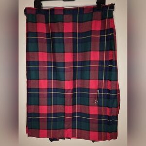 Glenmoor Vtg Wool Christmas Plaid Pleated Skirt Size 22 Made UK